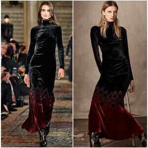 Ralph Lauren Collection Turtleneck Velvet Dress Runway Long Gown Anniversary 4